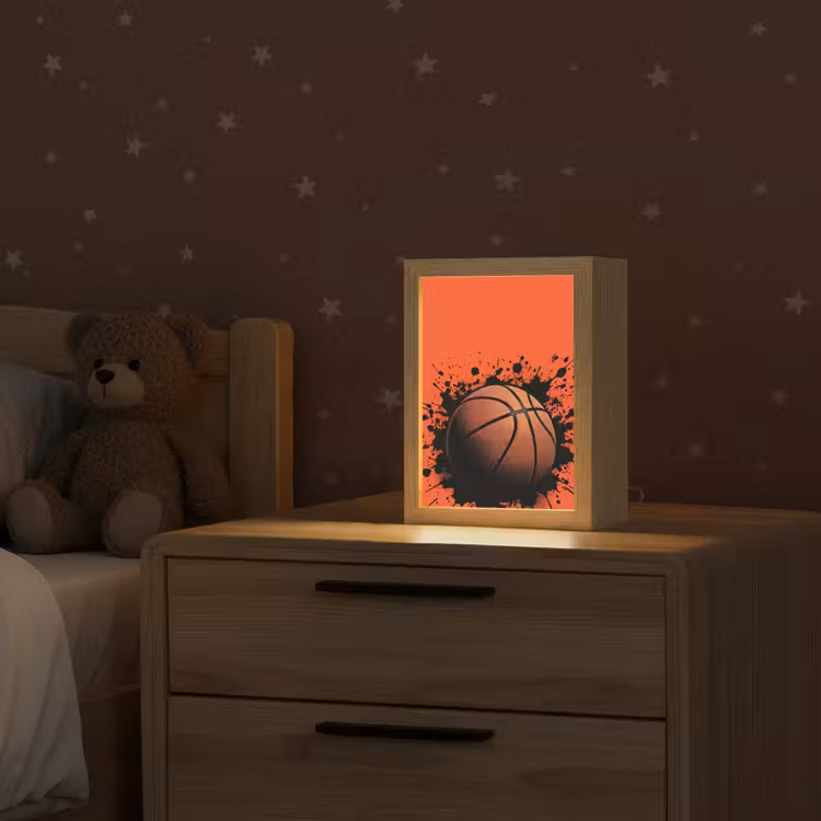 Basketbal - Verf - Sport - Oranje Light Box met kabel (Kinderlampje) klein -sfeer1_kind