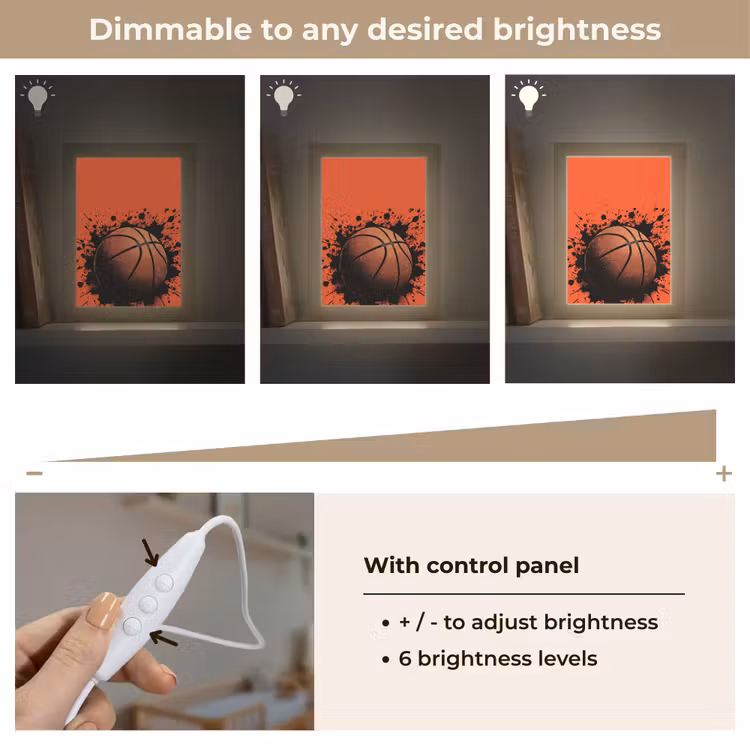Basketbal - Verf - Sport - Oranje Light Box met kabel (Kinderlampje) klein -USP_dimbaarEN
