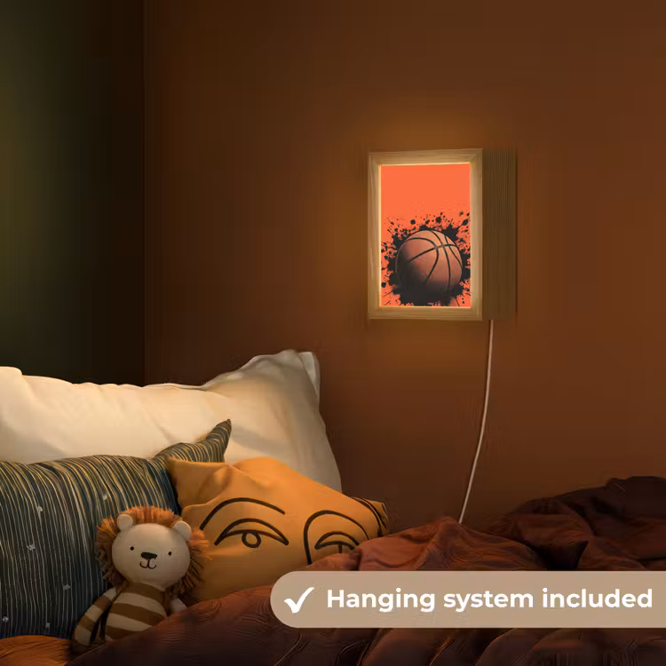 Basketbal - Verf - Sport - Oranje Light Box met kabel (Kinderlampje) klein -sfeer5_kind_EN