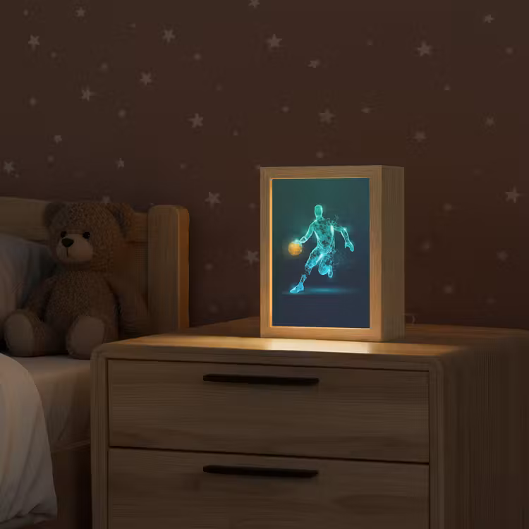 Basketbalspeler - Digitaal - Groen - Blauw Light Box met kabel klein -sfeer1_kind