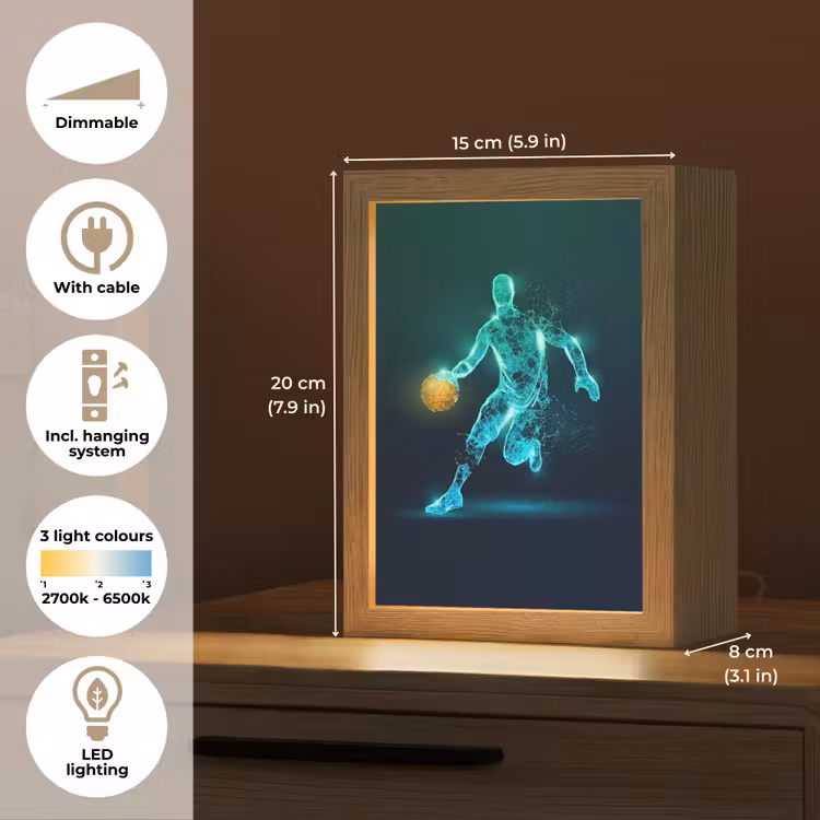 Basketbalspeler - Digitaal - Groen - Blauw Light Box met kabel (Kinderlampje) klein -USP_EN