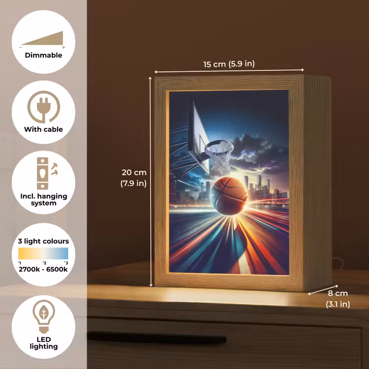 Basketbal - Sport  - Basket - Stad Light Box met kabel (Kinderlampje) klein -USP_EN