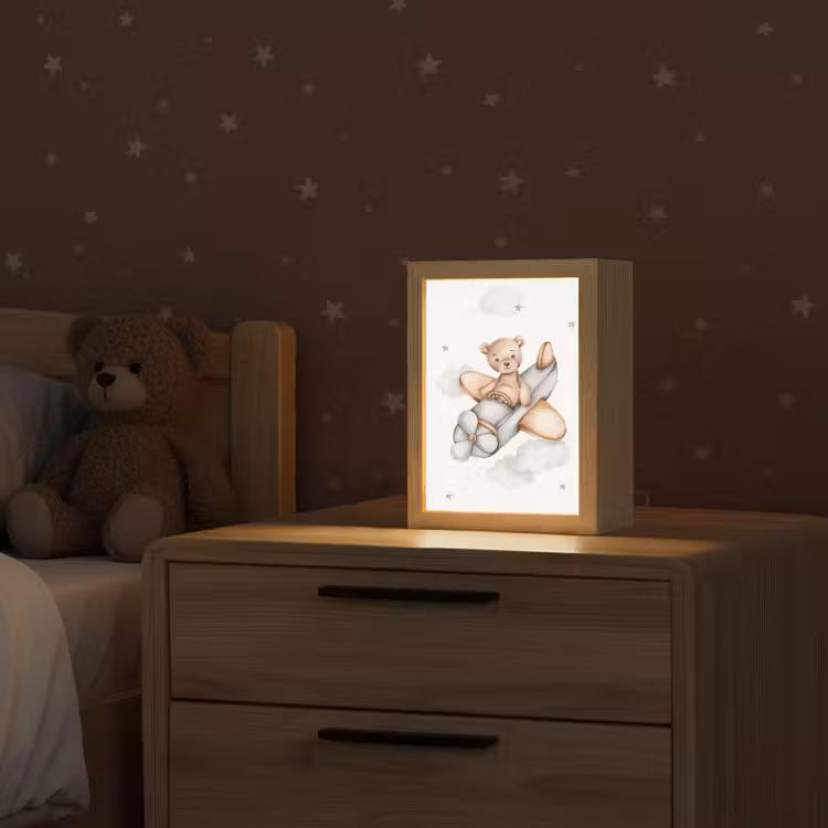 Beer - Vliegtuig - Sterren - Kinderen Light Box met kabel klein -sfeer1_kind