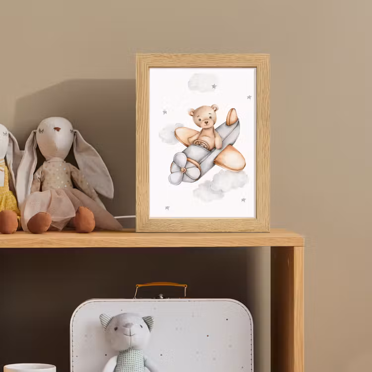 Beer - Vliegtuig - Sterren - Kinderen Light Box met kabel klein -sfeer2_kind