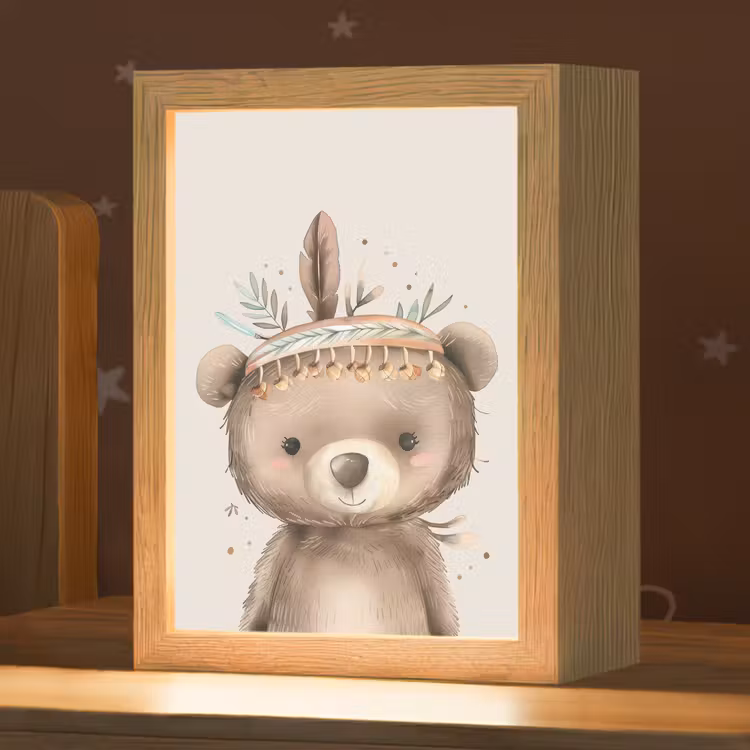 Beer - Boho - Indianentooi - Dieren Light Box met kabel klein -zzz_3d_website