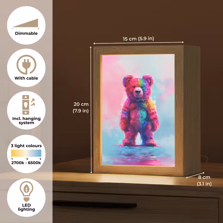 Beer - Kleurrijk - Dier Light Box met kabel (Kinderlampje) klein -USP_EN