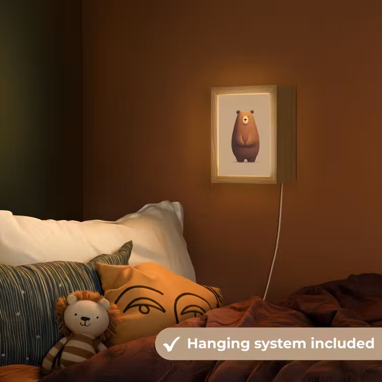 Beer - Minimalistisch - Bruin Light Box met kabel (Kinderlampje) klein -sfeer5_kind_EN