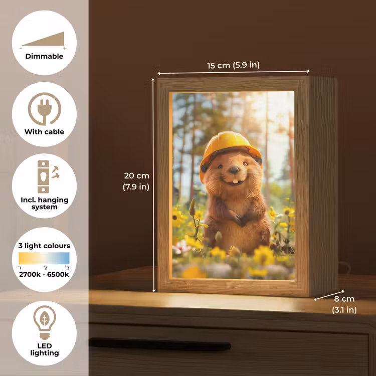 Bever - Dier - Bouwhelm - Natuur Light Box met kabel (Kinderlampje) klein -USP_EN