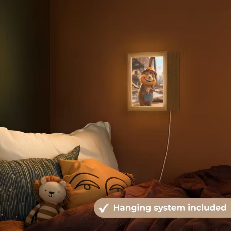 Bever - Bouw - Bouwhelm - Dier Light Box met kabel (Kinderlampje) klein -sfeer5_kind_EN