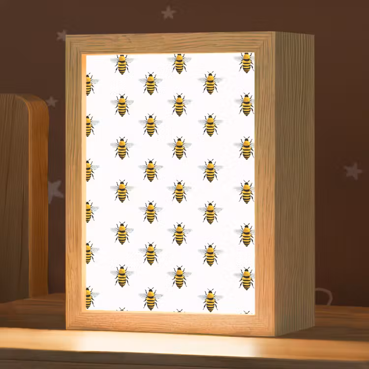 Bijen - Tijdloos - Wit Light Box met kabel (Kinderlampje) klein 904 -zzz_3d_website