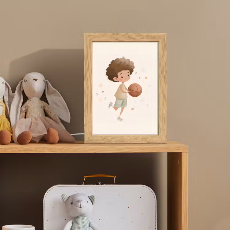Beige - Jongen - Basketbal - Stippen Light Box met kabel klein -sfeer2_kind
