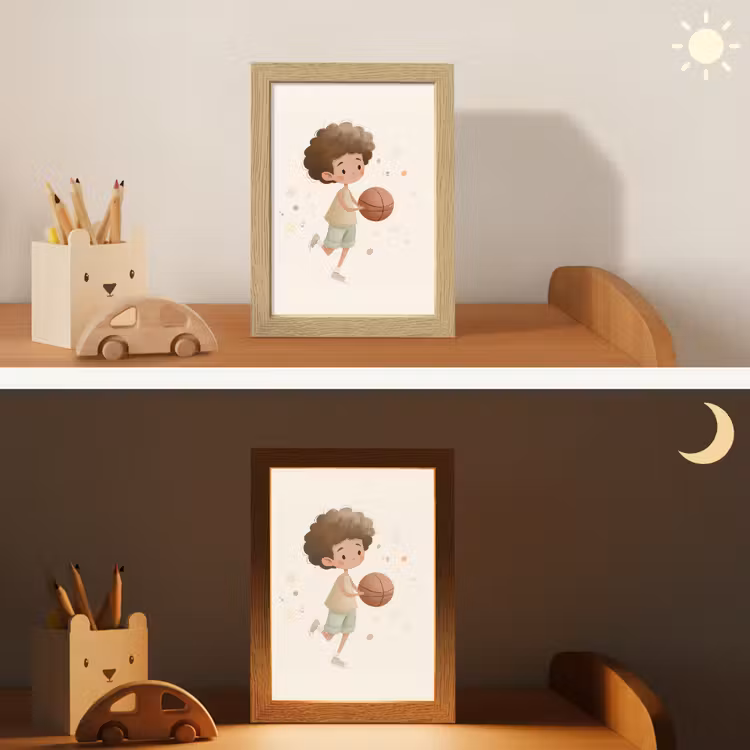 Beige - Jongen - Basketbal - Stippen Light Box met kabel klein -sfeer3_kind