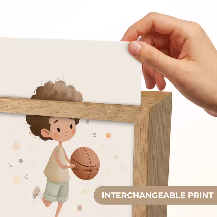 Beige - Jongen - Basketbal - Stippen Light Box met kabel (Kinderlampje) klein -USP_websiteprintEN