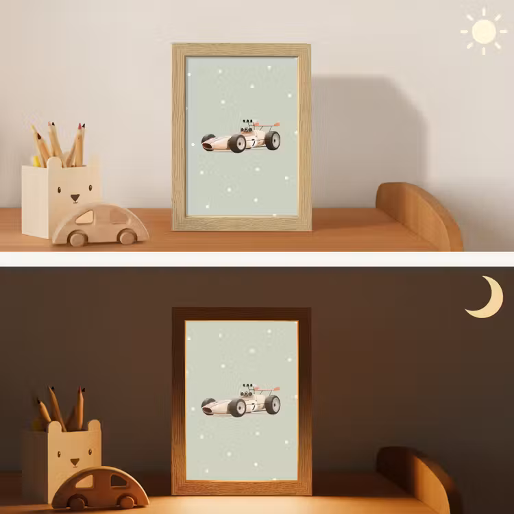 Beige - Raceauto - Stippen Light Box met kabel klein -sfeer3_kind