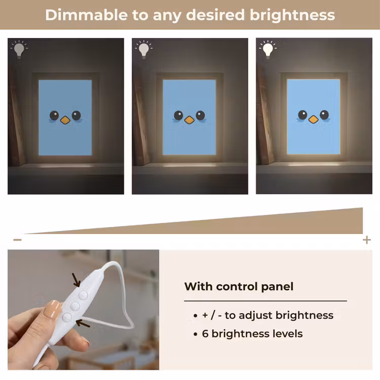 Vogel - Blauw - Eenvoudig Light Box met kabel (Kinderlampje) klein -USP_dimbaarEN