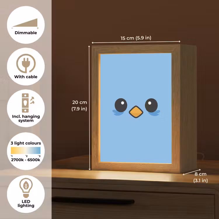 Vogel - Blauw - Eenvoudig Light Box met kabel (Kinderlampje) klein -USP_EN