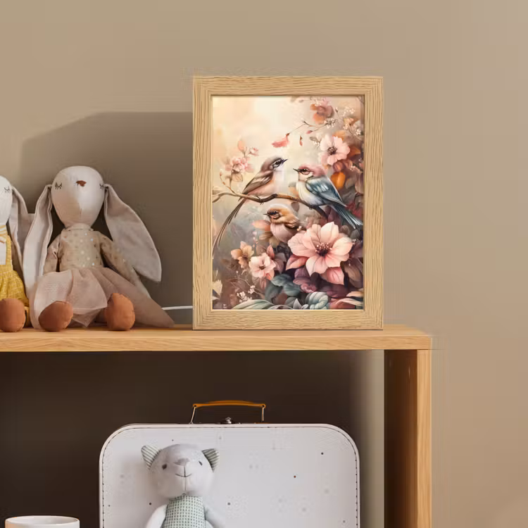Vogels - Bloemen - Roze - Pastel Light Box met kabel klein -sfeer2_kind