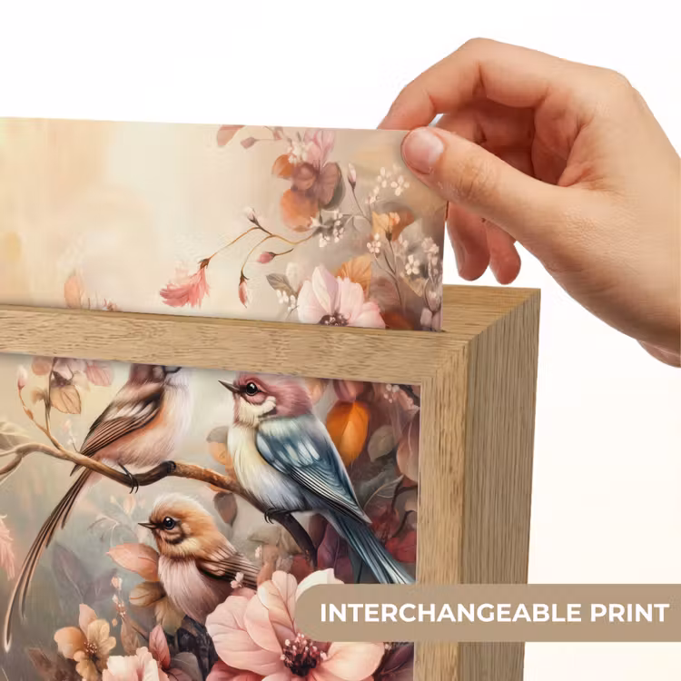 Vogels - Bloemen - Roze - Pastel Light Box met kabel (Kinderlampje) klein -USP_websiteprintEN