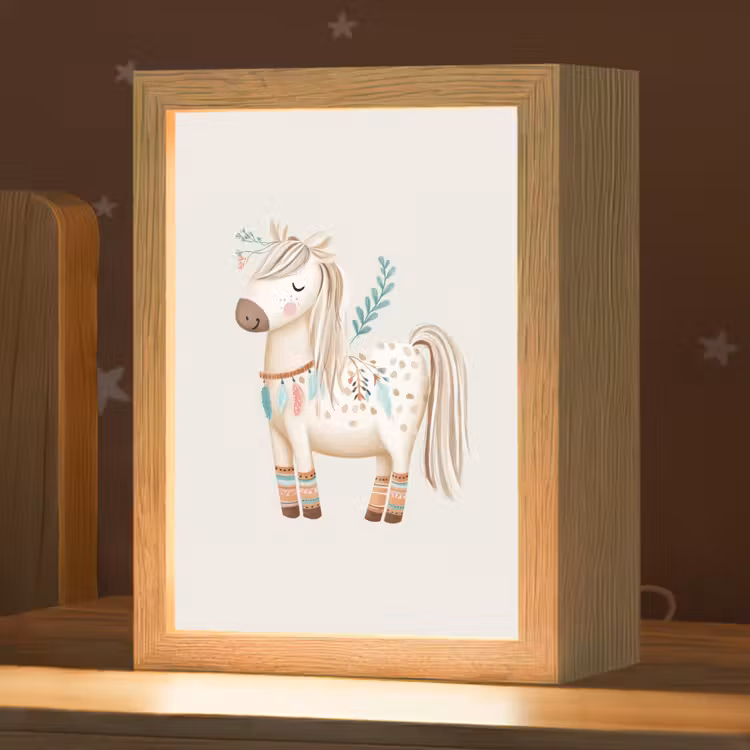 Bohemian - Paard - Beige Light Box met kabel klein -zzz_3d_website