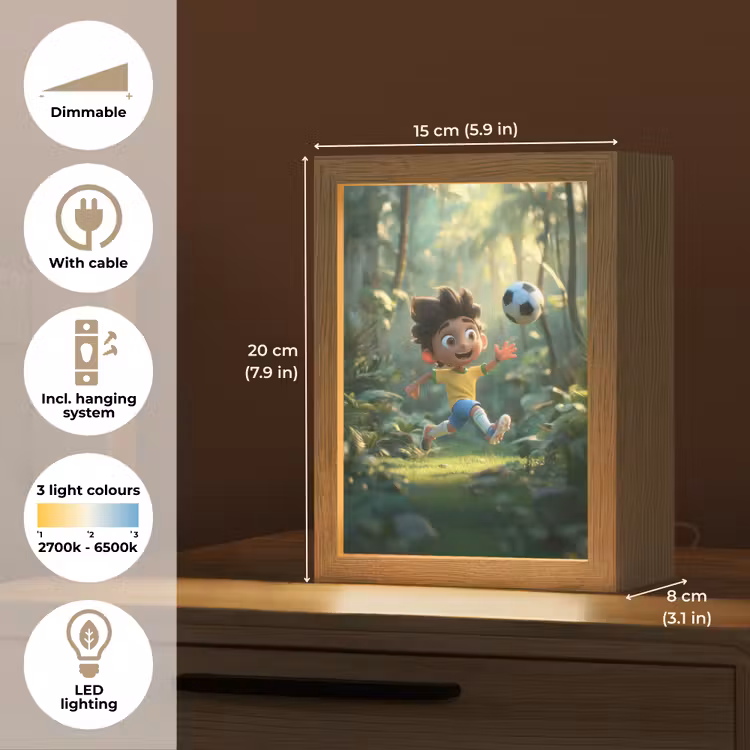 Jongen - Voetbal - Bos Light Box met kabel (Kinderlampje) klein -USP_EN