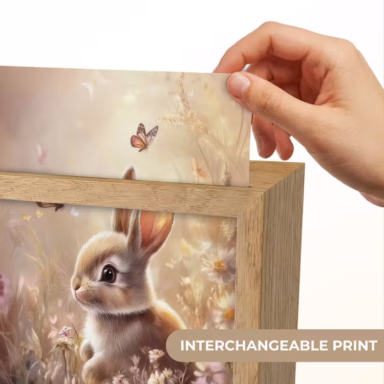 Konijntje - Bruin - Bloemen - Vlinders Light Box met kabel (Kinderlampje) klein -USP_websiteprintEN