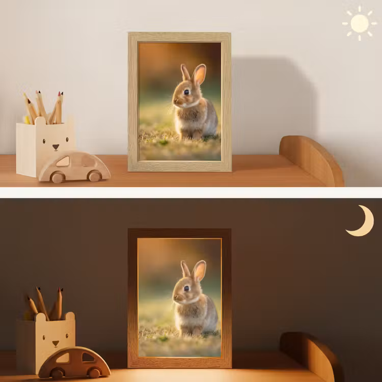 Konijntje - Bruin - Gras Light Box met kabel klein -sfeer3_kind