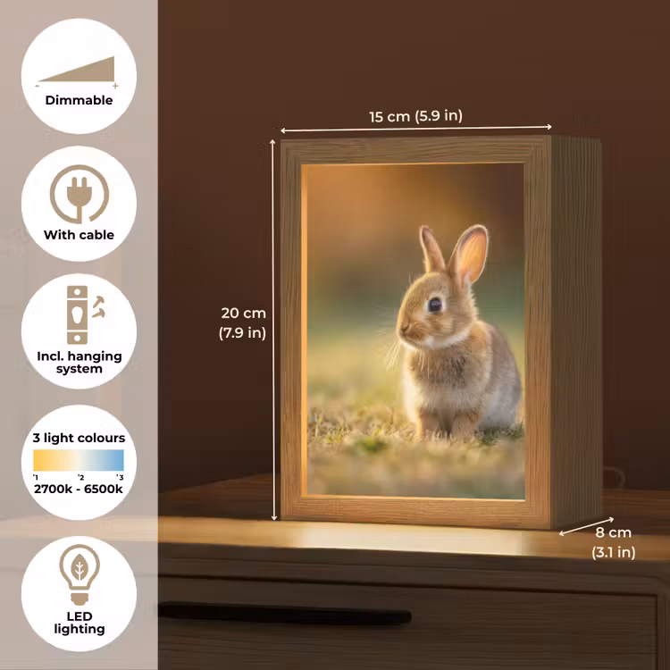 Konijntje - Bruin - Gras Light Box met kabel (Kinderlampje) klein -USP_EN