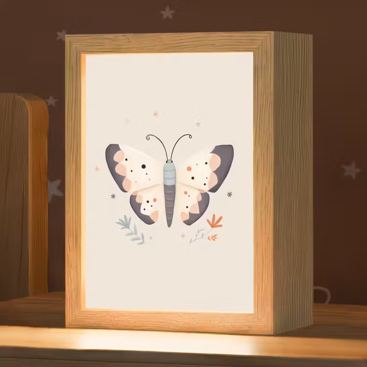 Vlinder - Minimalistisch - Pastel Light Box met kabel klein -zzz_3d_website