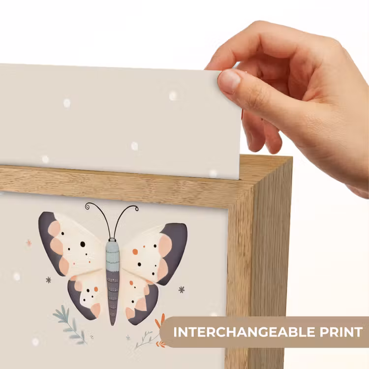 Vlinder - Minimalistisch - Pastel - Stippen Light Box met kabel (Kinderlampje) klein -USP_websiteprintEN