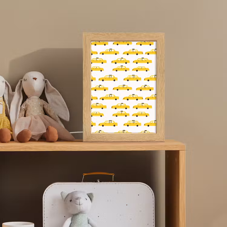 Taxi - Iconisch - Geel Light Box met kabel (Kinderlampje) klein 904 -sfeer2_kind