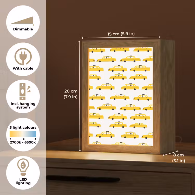 Taxi - Iconisch - Geel Light Box met kabel (Kinderlampje) klein 904 -USP_EN