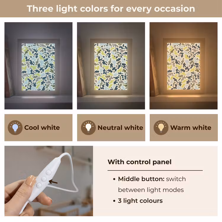 Camouflage - Groen - Blauw - Jongens - Kinderen Light Box met kabel (Kinderlampje) klein -USP_lichtkleurEN