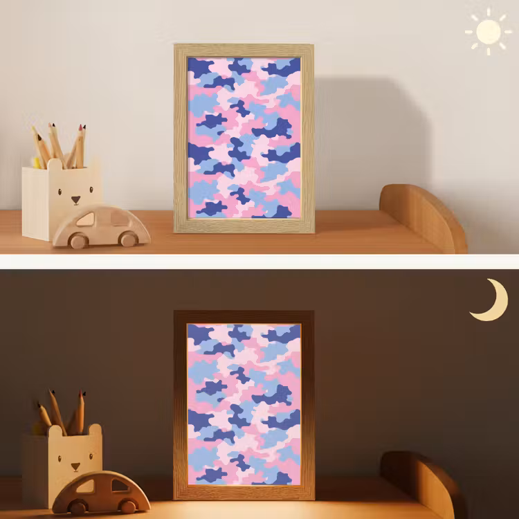 Camouflage - Patroon - Donkerblauw Light Box met kabel klein -sfeer3_kind