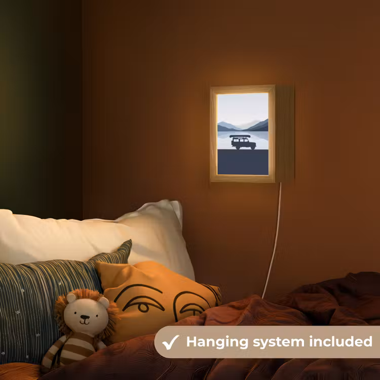 Auto - Meer - Bergen - Blauw Light Box met kabel (Kinderlampje) klein -sfeer5_kind_EN
