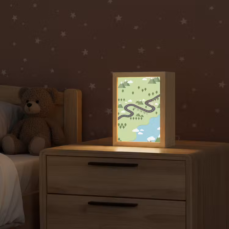 Auto - Bergweg - Natuur - Illustratie Light Box met kabel (Kinderlampje) klein -sfeer1_kind