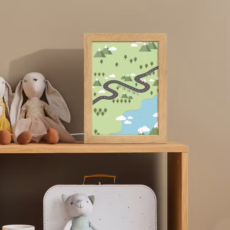 Auto - Bergweg - Natuur - Illustratie Light Box met kabel (Kinderlampje) klein -sfeer2_kind