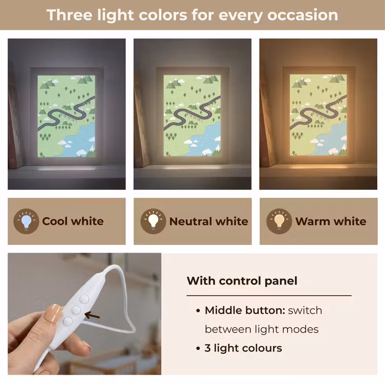 Auto - Bergweg - Natuur - Illustratie Light Box met kabel (Kinderlampje) klein -USP_lichtkleurEN