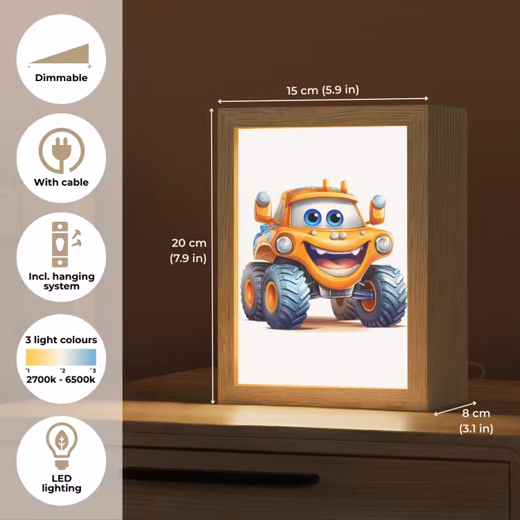 Auto - Oranje - Jongen - Kind Light Box met kabel (Kinderlampje) klein -USP_EN