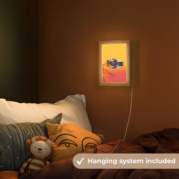 Auto - Race - F1 - Jongens - Geel - Rood Light Box met kabel (Kinderlampje) klein -sfeer5_kind_EN