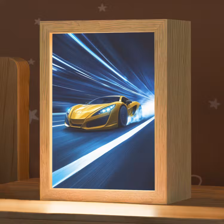 Auto - Geel - Race - Blauw Light Box met kabel klein -zzz_3d_website