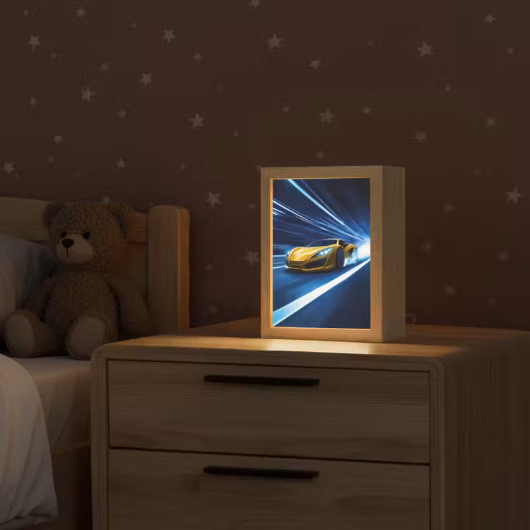 Auto - Geel - Race - Blauw Light Box met kabel klein -sfeer1_kind