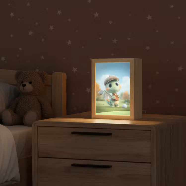 Cartoon - Dino - Groen - Golven Light Box met kabel klein -sfeer1_kind