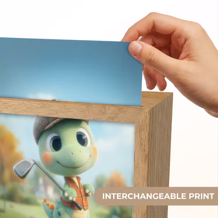 Cartoon - Dino - Groen - Golven Light Box met kabel (Kinderlampje) klein -USP_websiteprintEN