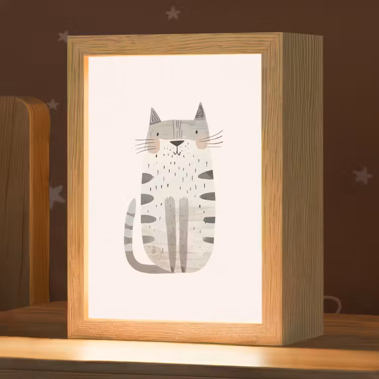 Kat - Dieren - Beige Light Box met kabel klein -zzz_3d_website