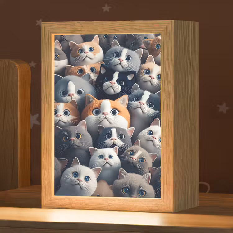 Kat - Dieren - Poes - Grijs - Patronen - Kind Light Box met kabel klein -zzz_3d_website