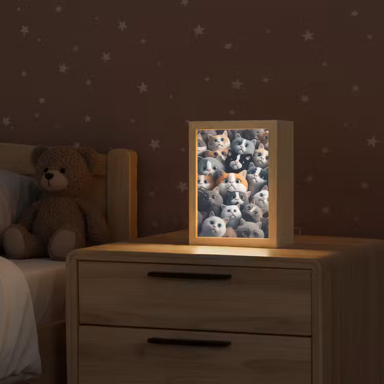 Kat - Dieren - Poes - Grijs - Patronen - Kind Light Box met kabel klein -sfeer1_kind