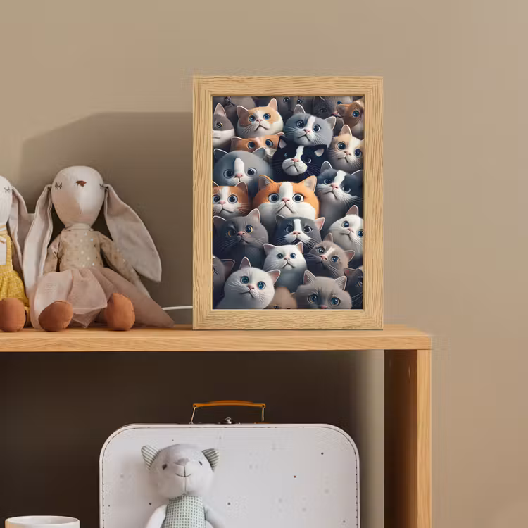 Kat - Dieren - Poes - Grijs - Patronen - Kind Light Box met kabel klein -sfeer2_kind