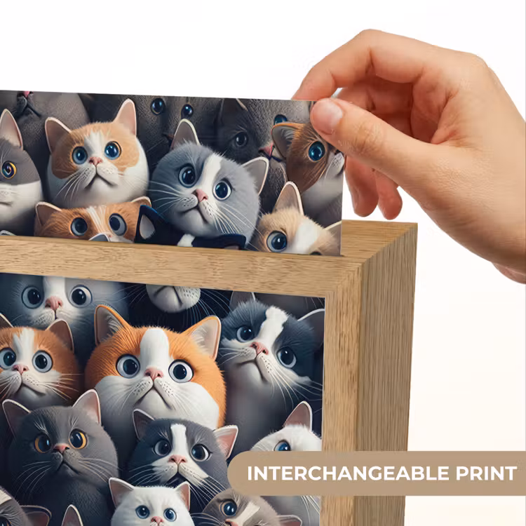 Kat - Dieren - Poes - Grijs - Patronen - Kind Light Box met kabel (Kinderlampje) klein -USP_websiteprintEN