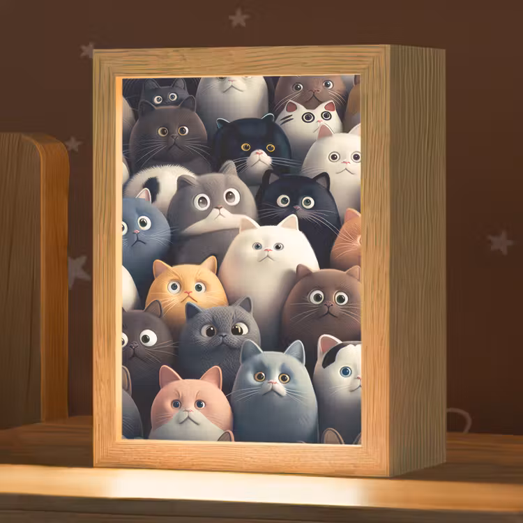 Kat - Dieren - Poes - Patroon - Jongen - Meisje Light Box met kabel klein -zzz_3d_website