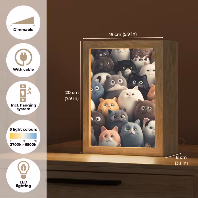 Kat - Dieren - Poes - Patroon - Jongen - Meisje Light Box met kabel (Kinderlampje) klein -USP_EN